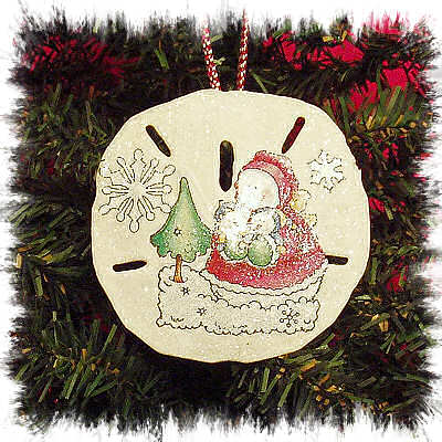 SNOWMOM AND CHILDREN SAND DOLLAR ORNAMENT