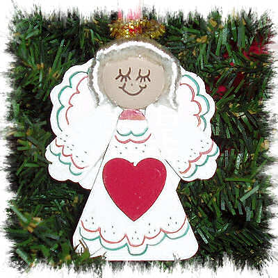 WOODEN GIRL ANGEL ORNAMENT