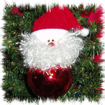 FUZZY SANTA HEAD ORNAMENT