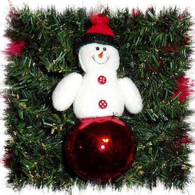 RED, FLEECE SNOWMAN ORNAMENT