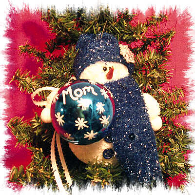 BLUE, PLUSH SNOWMAN ORNAMENT