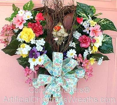 WELCOME SPRING BIRDHOUSE WREATH